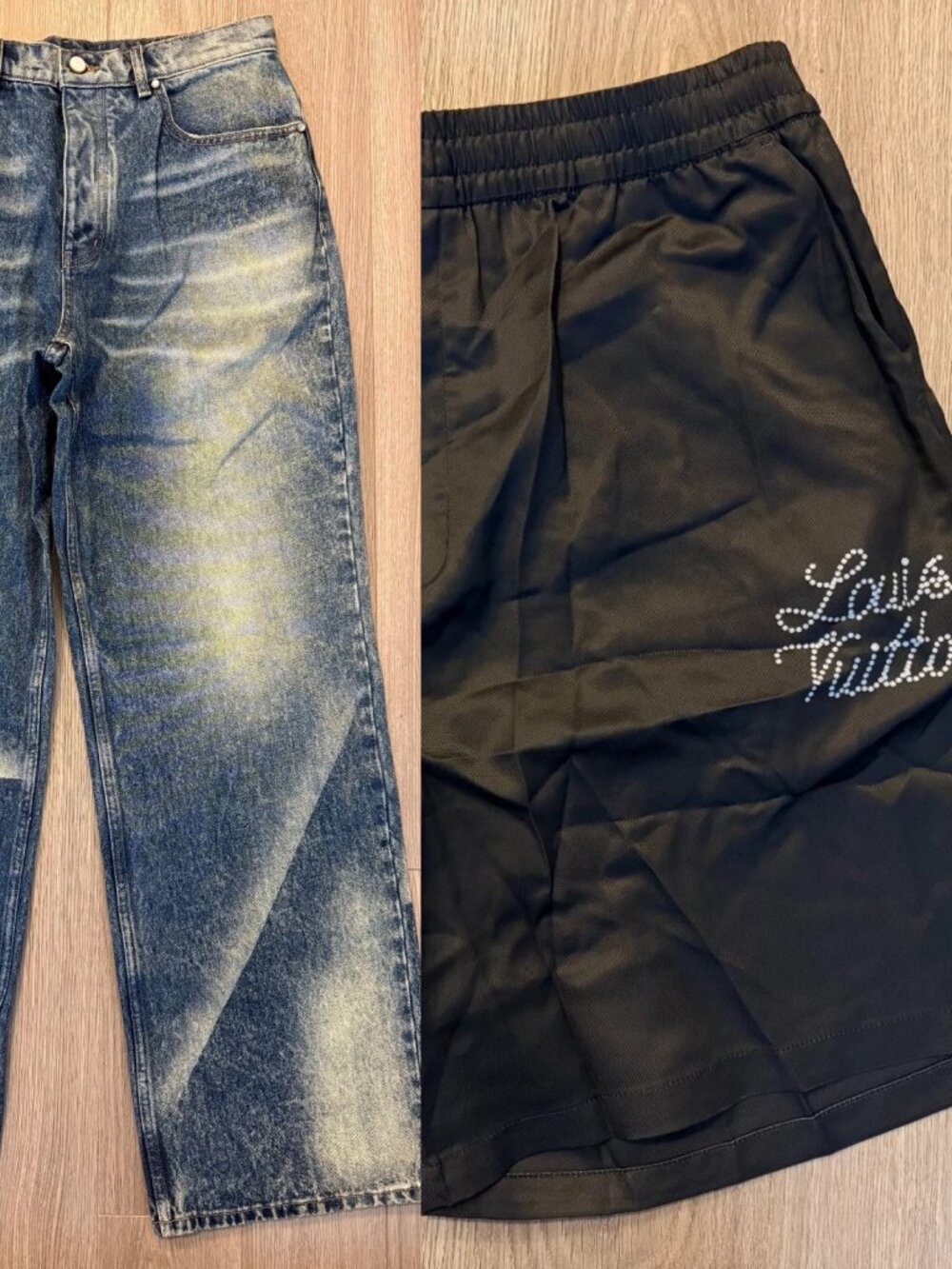Celine Prada Dior or Other Lot of 2 Luxury Bottoms denim jeans 32 silk shorts M